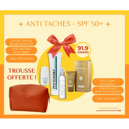 Écran D-Pigma Beige rosé + Déo + Eau micellaire + Gel aloe vera +  Trousse -Phytèal