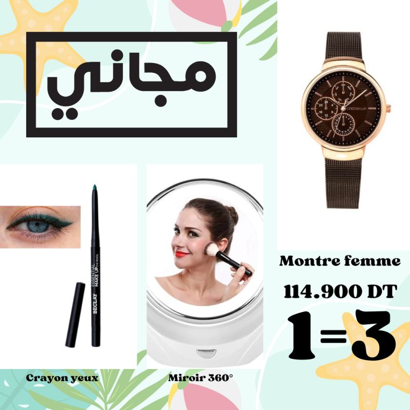 OFFRE 5: Montre + miroir + crayon à yeux