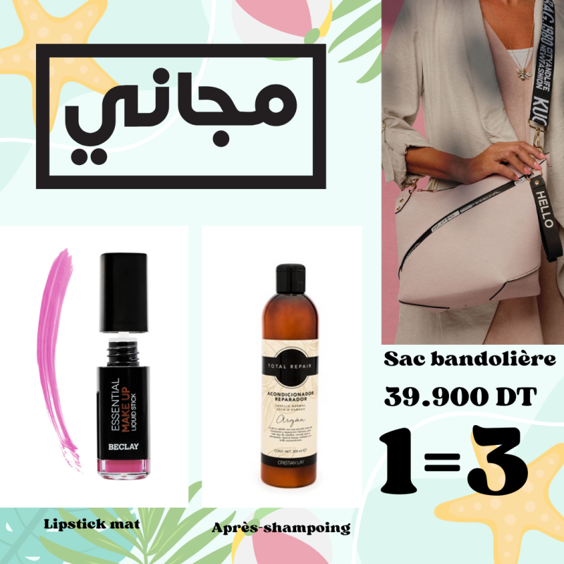 OFFRE 9: Sac bandoulière + après shampooing + gloss mat