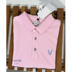Polo LUPO Rose Pastel à Col Logo Brodé