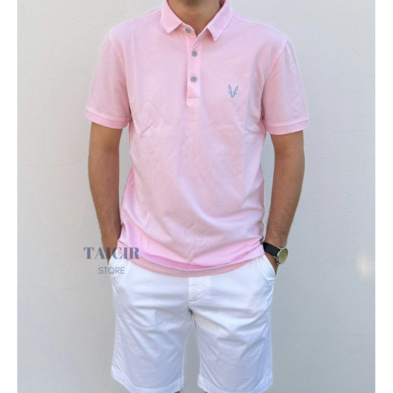 Polo LUPO Rose Pastel à Col Logo Brodé