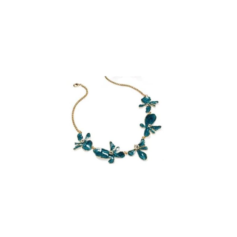 Collier fleur bleu turquoise