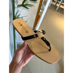Claquette Femme Élégante – Noir & Doré